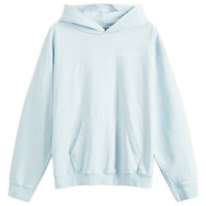 Photo: Sporty & Rich Men's Eat More Veggies Hoodie in Baby Blue/White