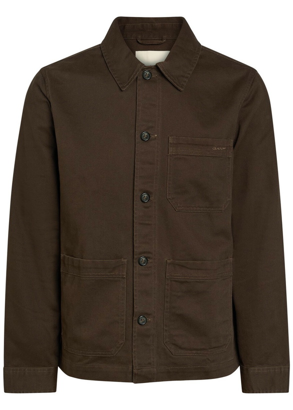 Photo: Gant Logo-embroidered Cotton-twill Overshirt Brown