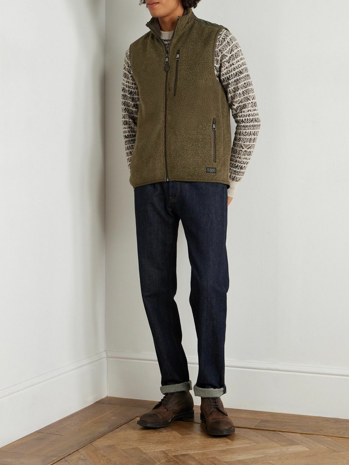 Purdey - Shell-Trimmed Bouclé Gilet - Green