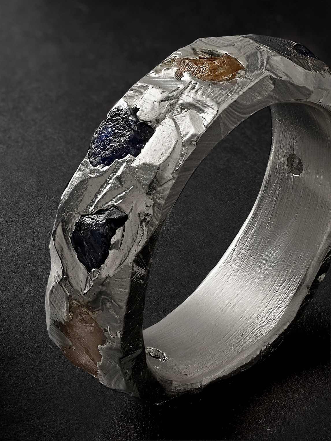 the ouze スターリングシルバー925 The Ouze - Sterling Silver Sapphire and Emerald Ring - Silver