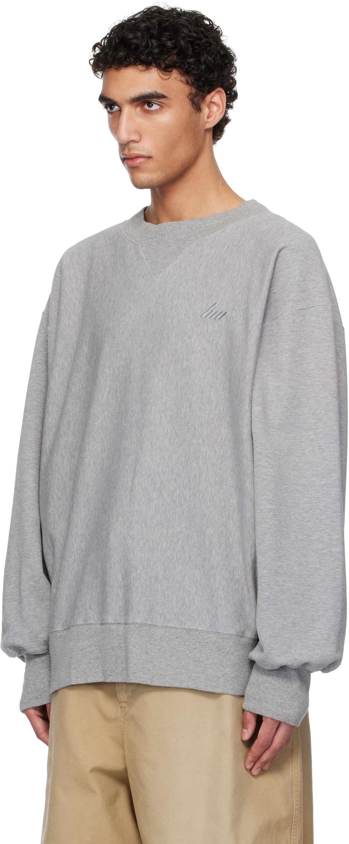 Hed Mayner Gray Embroidered Sweatshirt