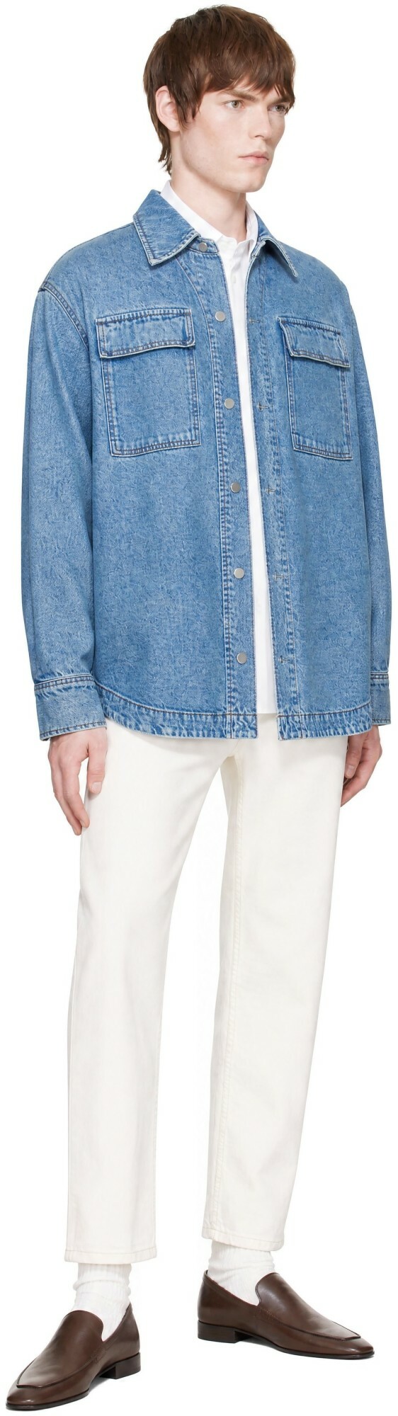 AMI Paris Blue Camp Collar Overshirt