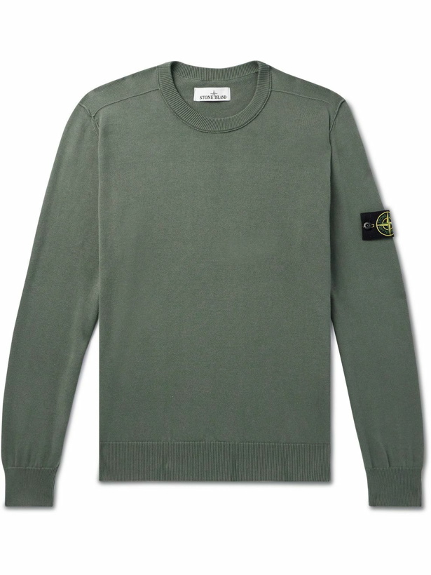 Photo: Stone Island - Logo-Appliquéd Cotton Sweater - Green