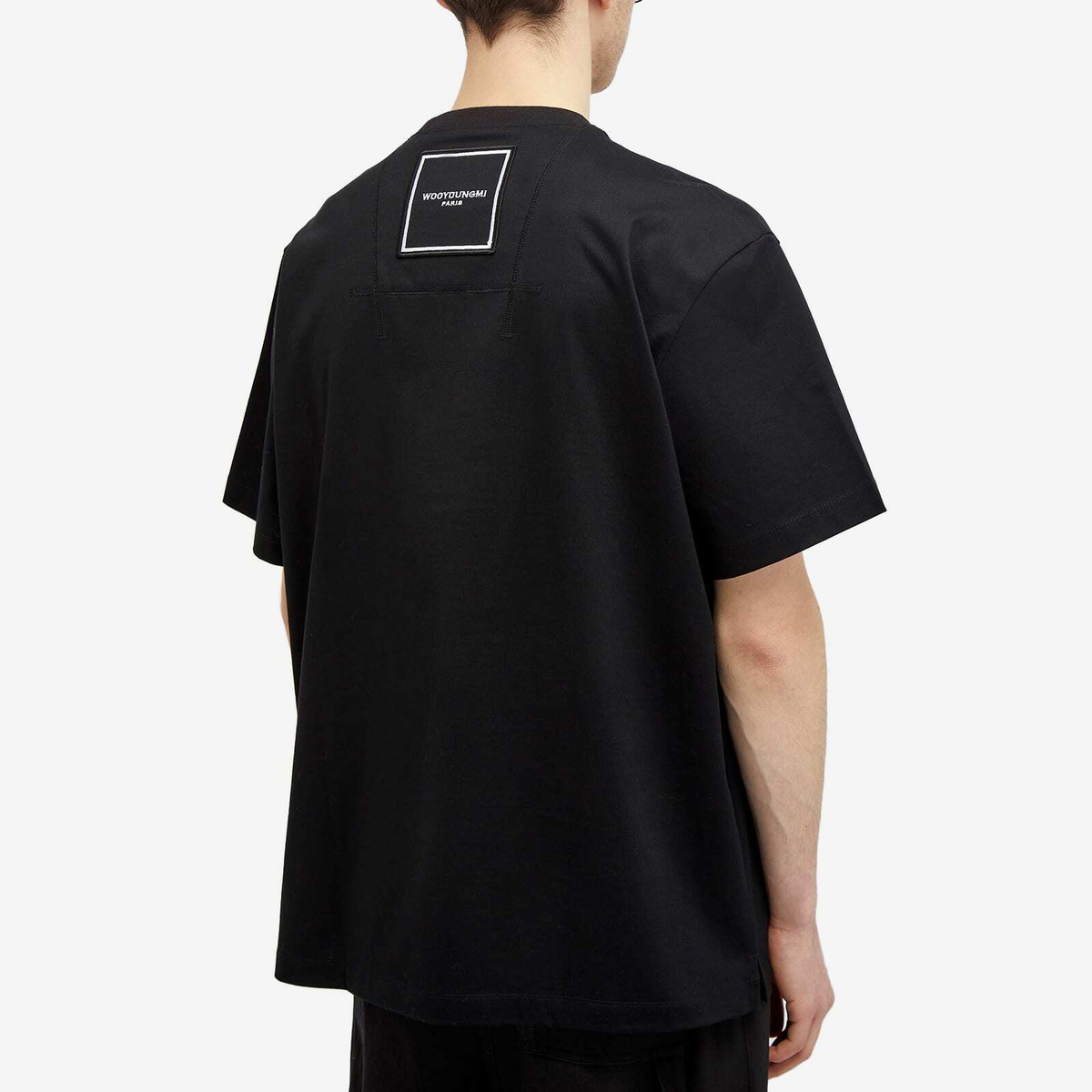 WOOYOUNGMI メンズ 半袖Tシャツ W251TS08701W Wooyoungmi Men's Square Logo T-Shirt in Black Wooyoungmi