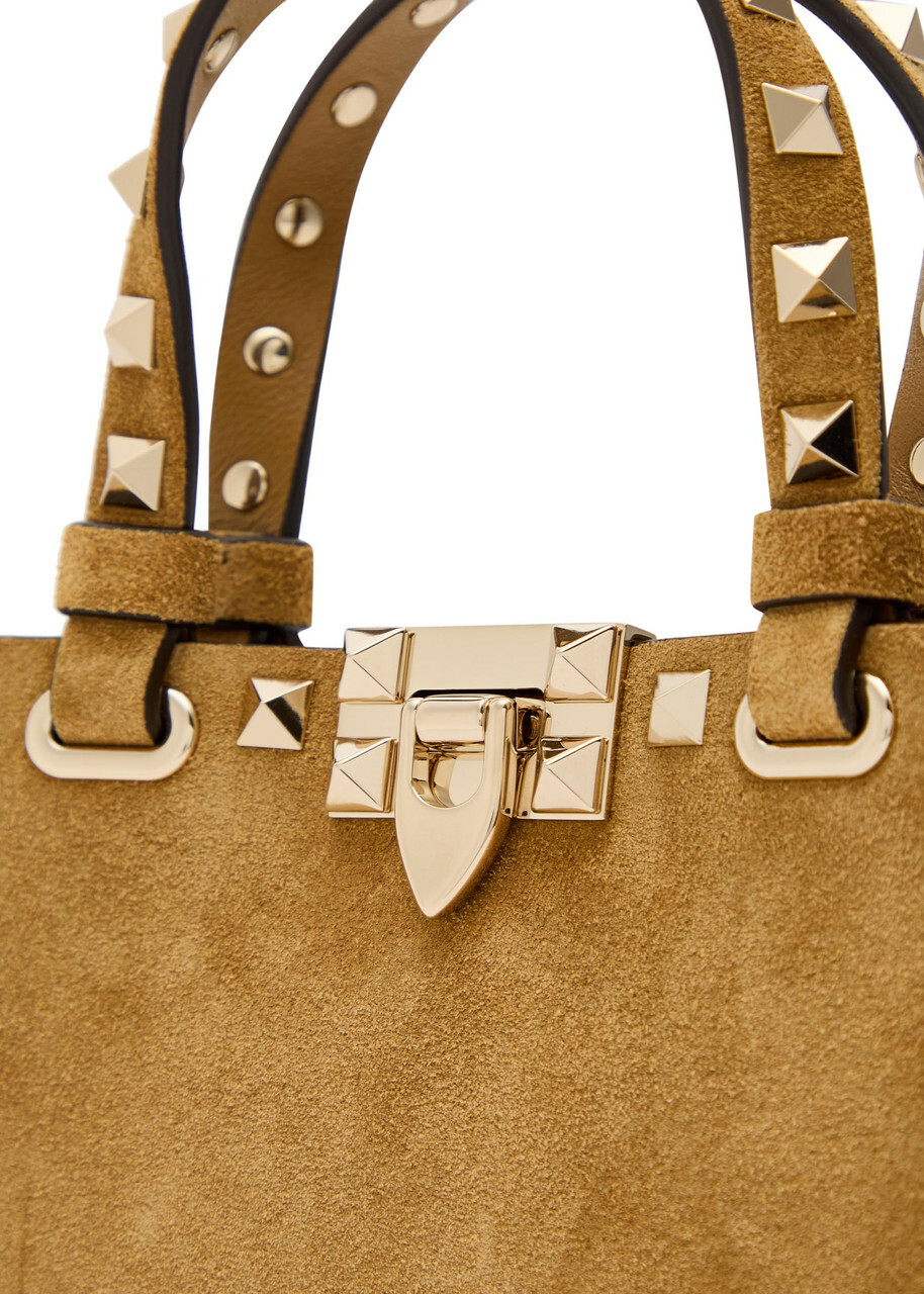 Valentino Rockstud Mini Suede Tote bag - Beige - One Size