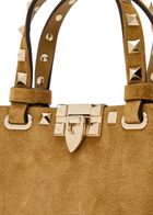Valentino Rockstud Mini Suede Tote bag - Beige - One Size