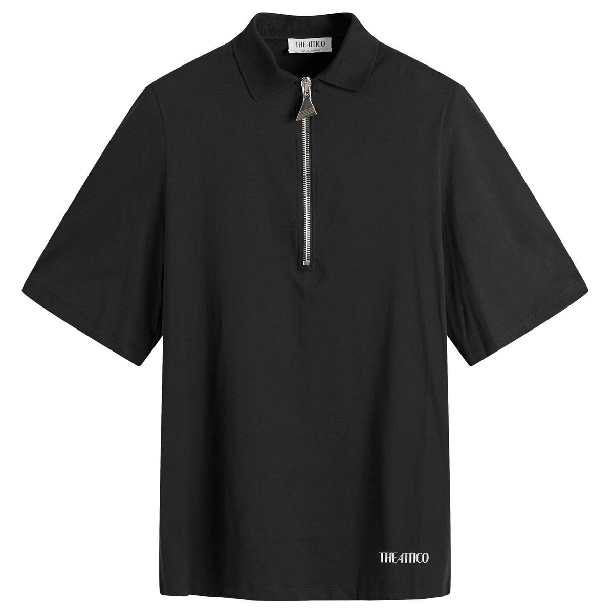 The Attico Women's Zip Front T-Shirt in Black The Attico