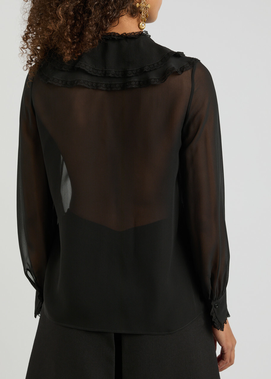 Chloe Ruffled Silk-chiffon Blouse Black