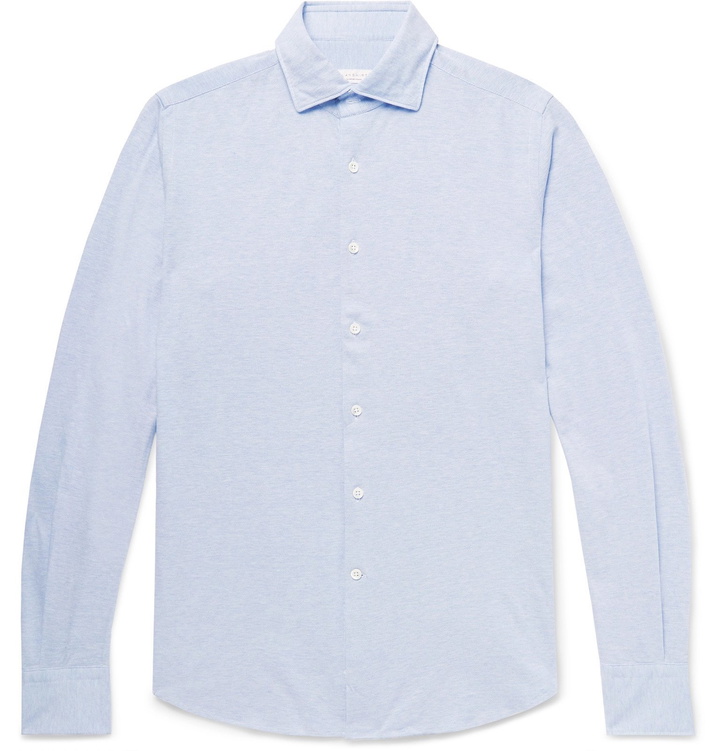 Photo: Incotex - Cotton-Piqué Shirt - Blue