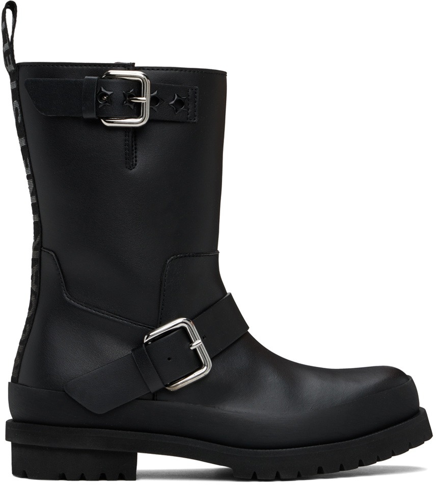 Stella McCartney Black Trace Buckle-Strap Biker Boots