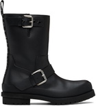 Stella McCartney Black Trace Buckle-Strap Biker Boots