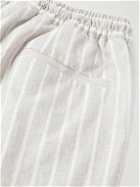 Kiton - Straight-Leg Pleated Striped Linen-Blend Shorts - Neutrals