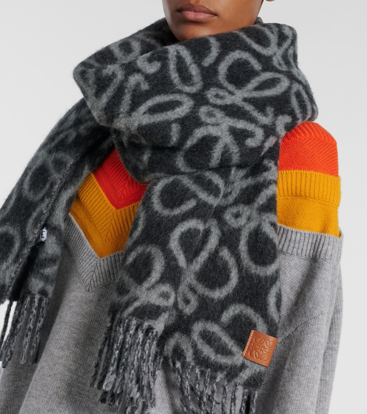 Loewe Anagram alpaca and wool-blend scarf