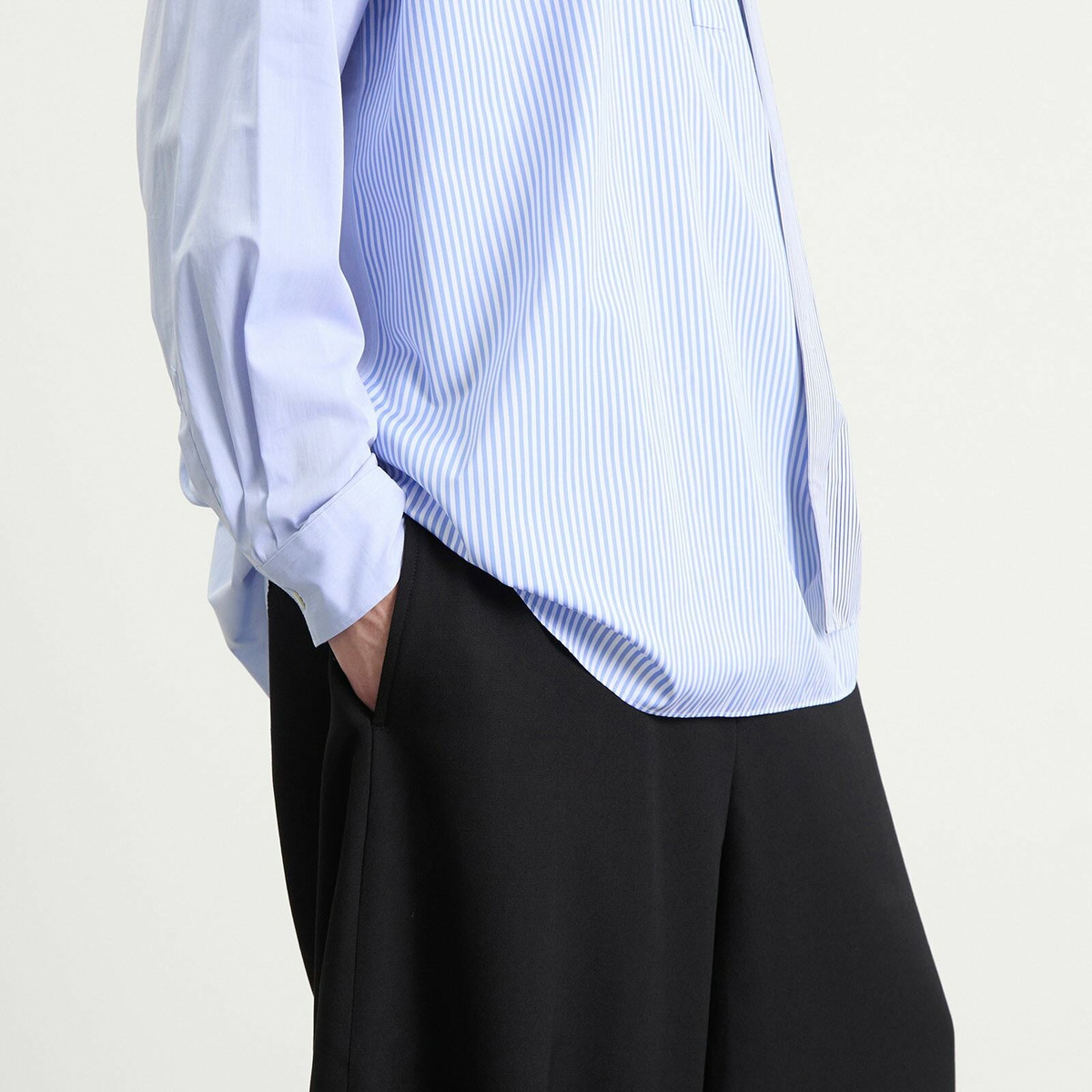 Comme des Garçons Homme Plus Men's Wide Leg Wool Trouser in Black