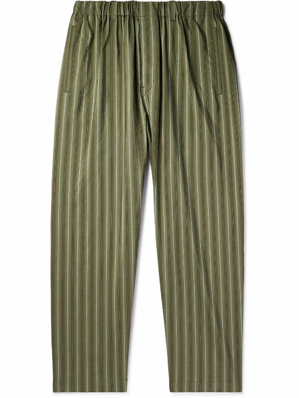 Photo: Lemaire - Straight-Leg Striped Silk Trousers - Green