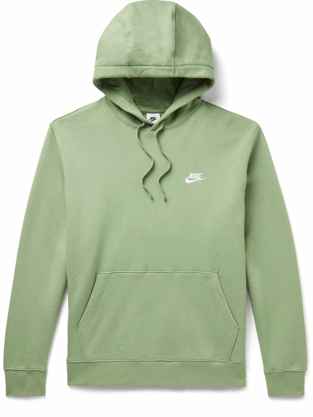 Photo: Nike - Sportswear Club Logo-Embroidered Cotton-Blend Jersey Hoodie - Green