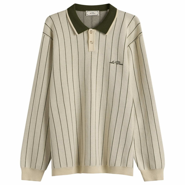Photo: Les Deux Men's Signature Knitted Long Sleeve Polo in Ivory