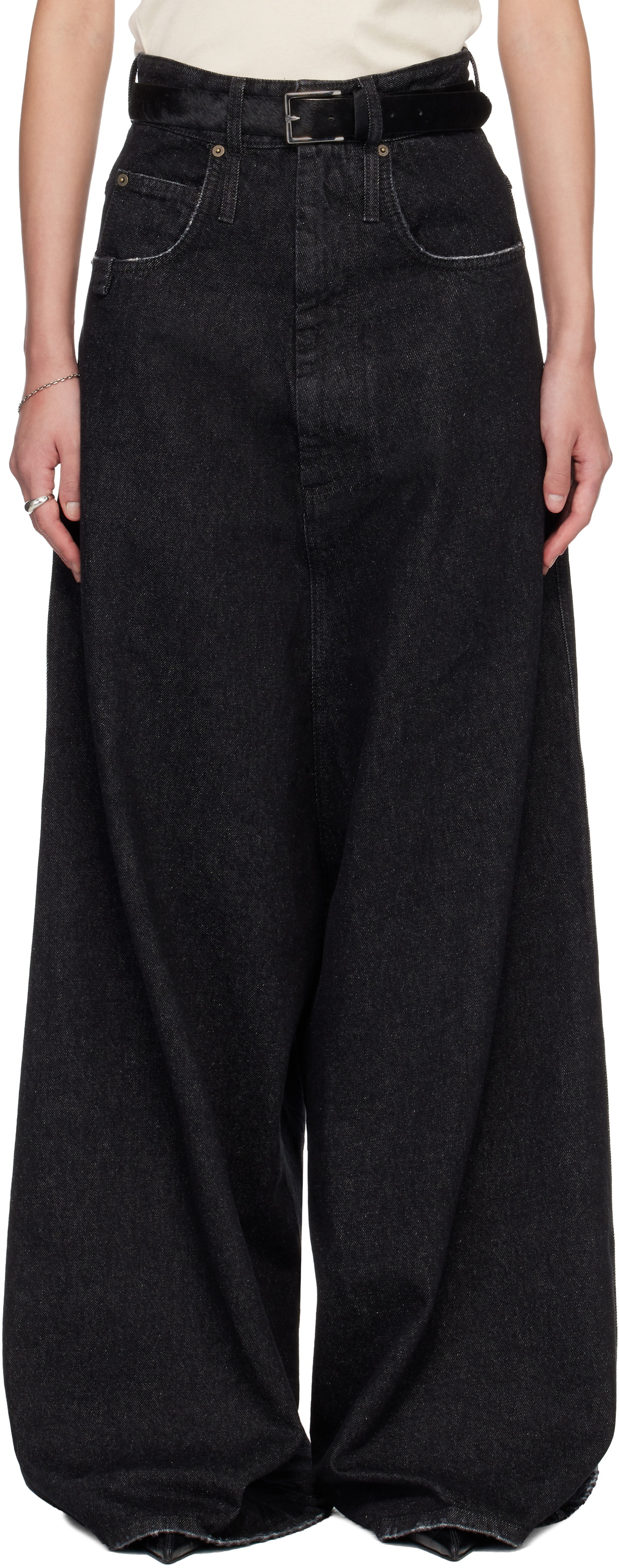LU'U DAN Black Drop Crotch Denim Jeans