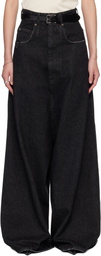 LU'U DAN Black Drop Crotch Denim Jeans