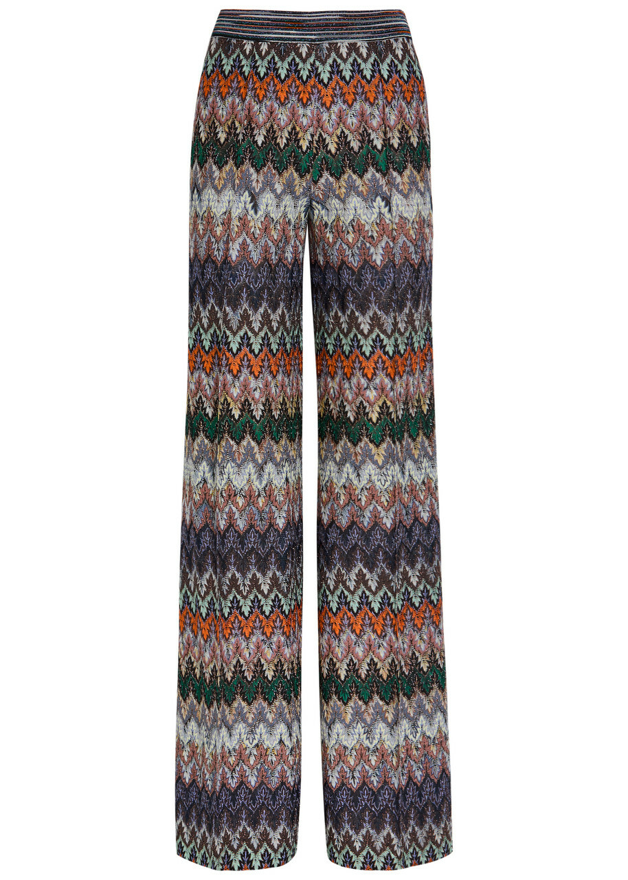 Missoni Chevron Fine-knit Wide-leg Trousers Multicoloured