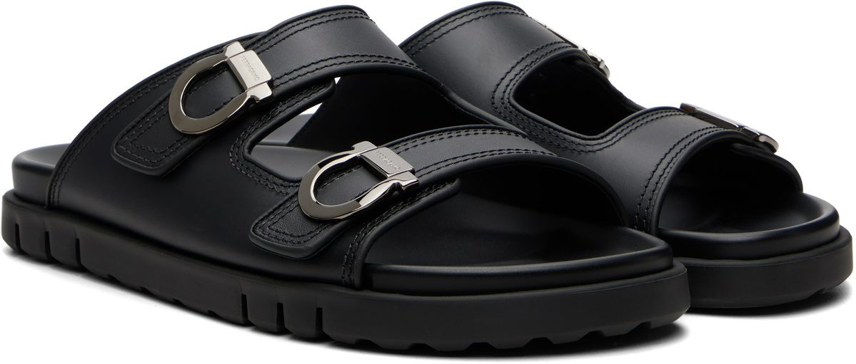 Ferragamo Black Double-Strap Sandals