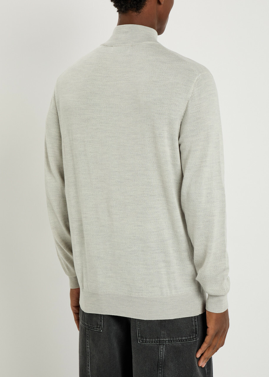 Les Deux Greyson Half-zip Merino Wool Jumper Grey