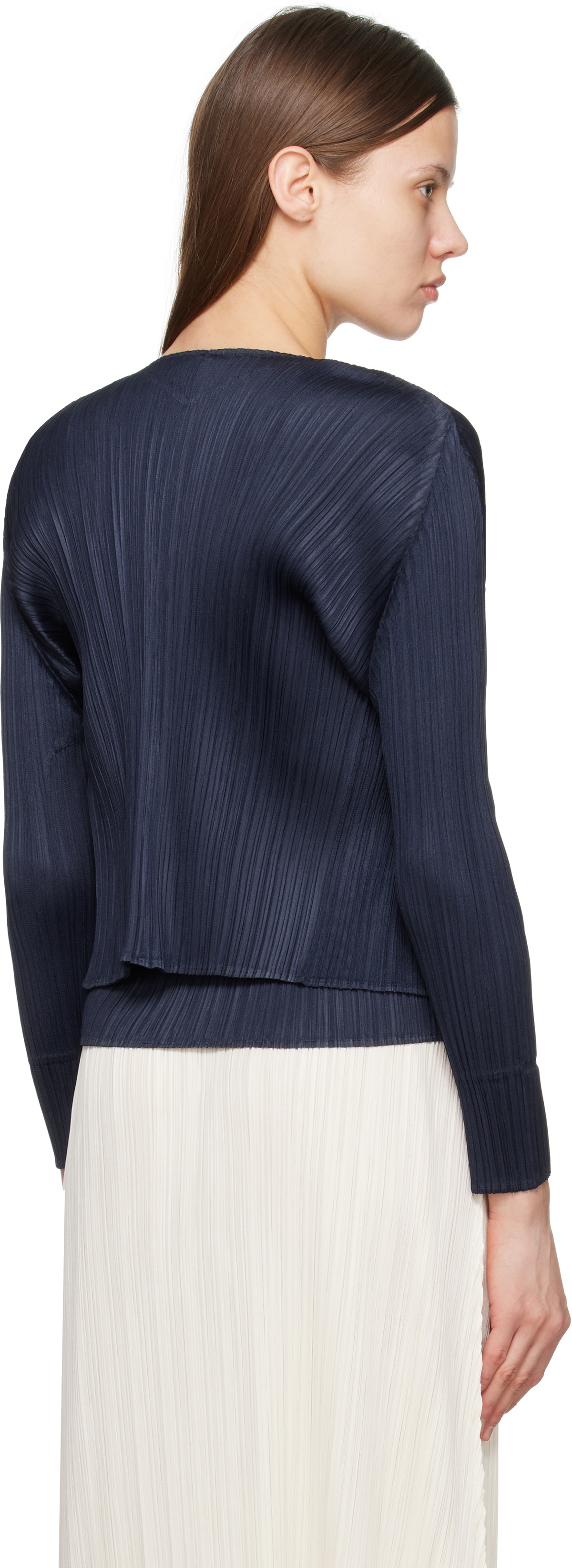 PLEATS PLEASE ISSEY MIYAKE Navy New Colorful Basics 4 Cardigan