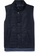 Kingsman - Slim-Fit Quilted Padded Herringbone Wool Gilet - Blue