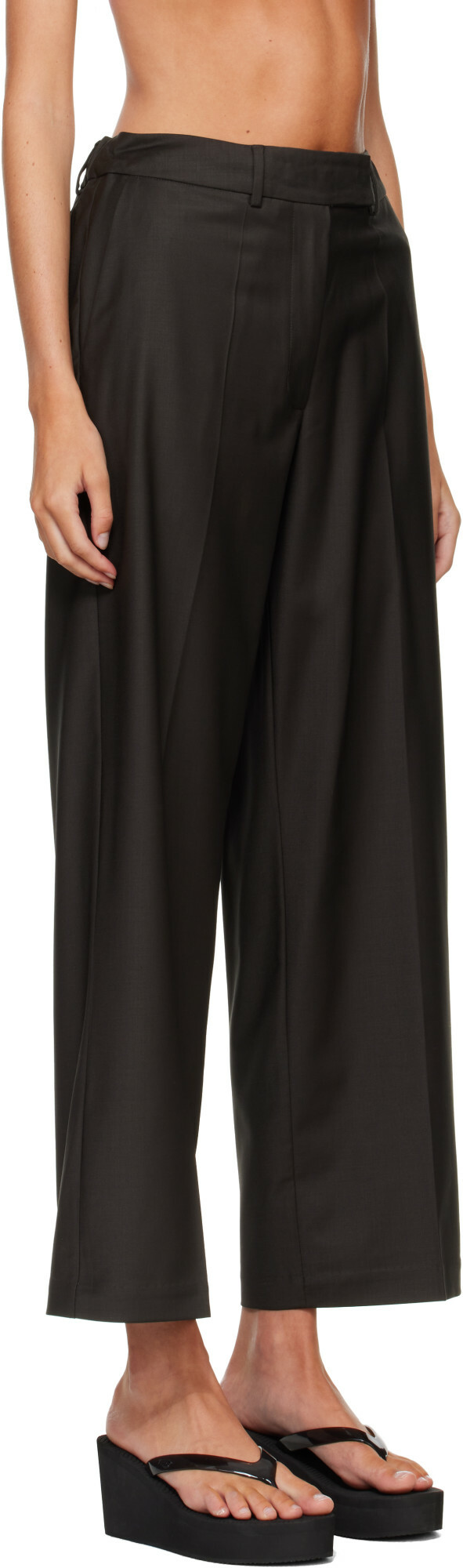 Cordera Brown Low Rise Virgin Wool Trousers