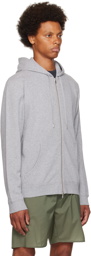 Sunspel Gray Two-Way Zip Hoodie