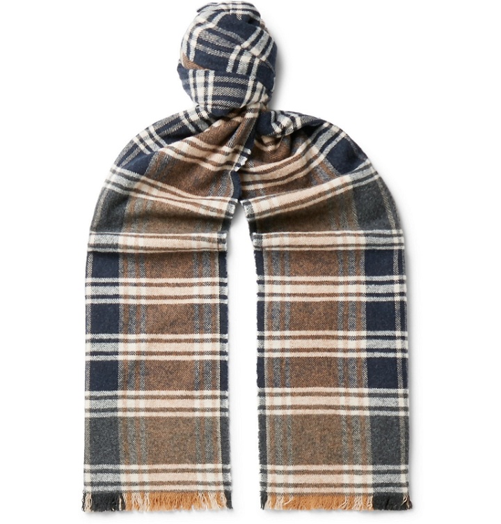 Photo: Oliver Spencer - Checked Organic Cotton Scarf - Neutrals
