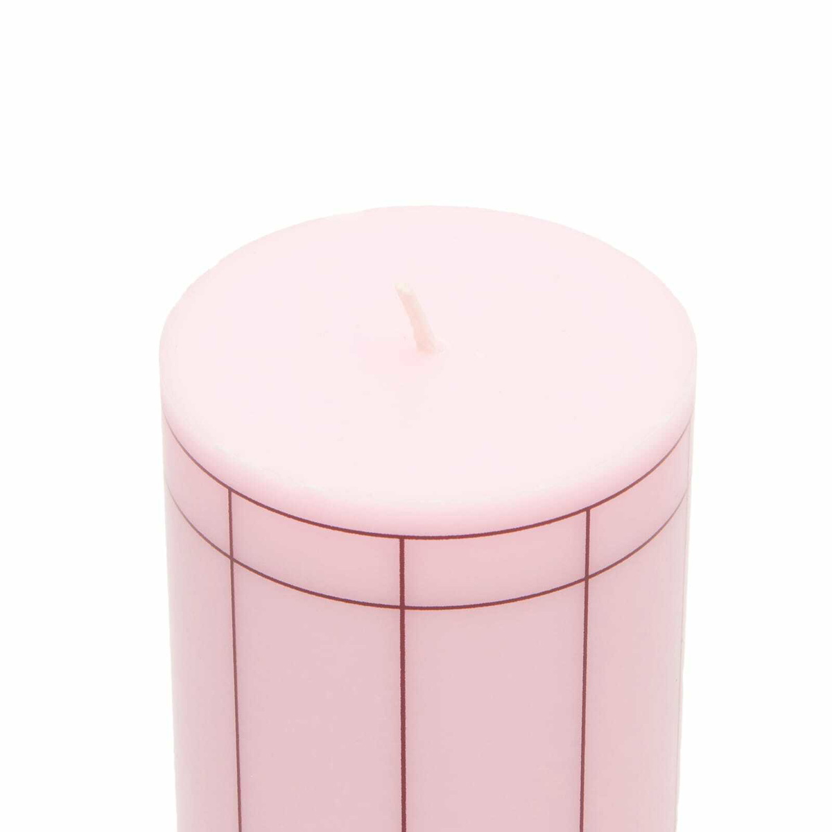 HAY Column Candle - Small in Light Pink/Bordeaux Grid 