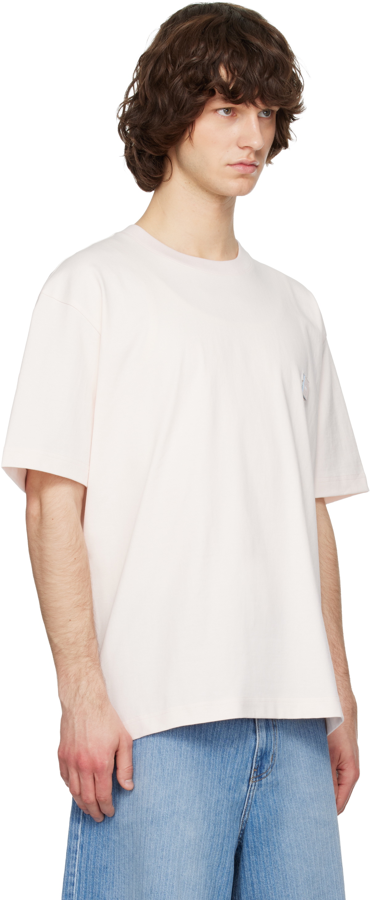 Solid Homme Pink Solid Tweed Back Logo Short Sleeve T-shirt