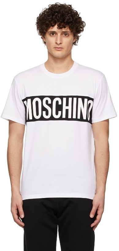 Photo: Moschino White Logo Panel T-Shirt