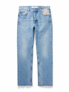 Séfr - Straight-Leg Distressed Felt-Trimmed Jeans - Blue