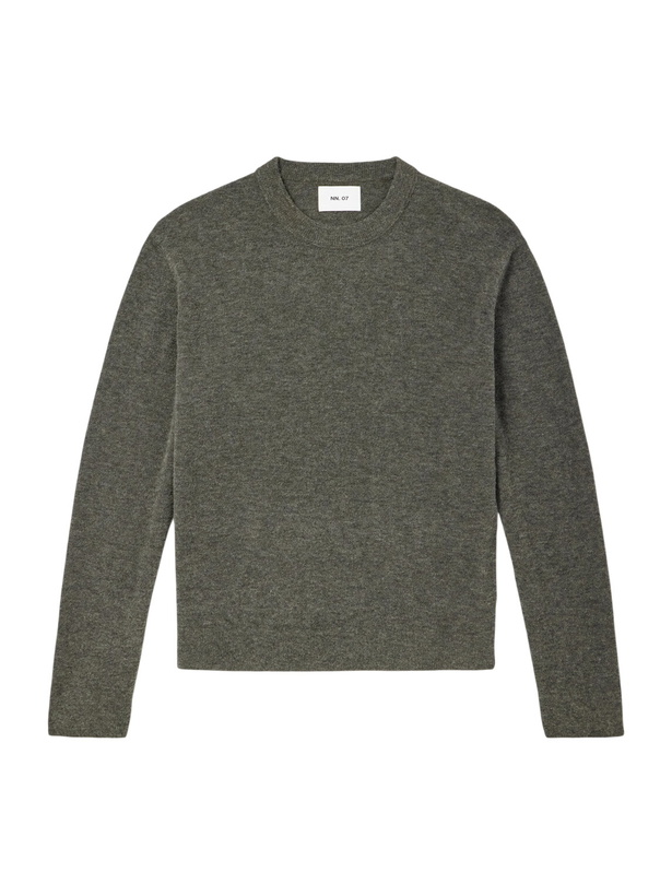 Photo: NN07 - Gavin 60073 Wool-Blend Bouclé Sweater - Green