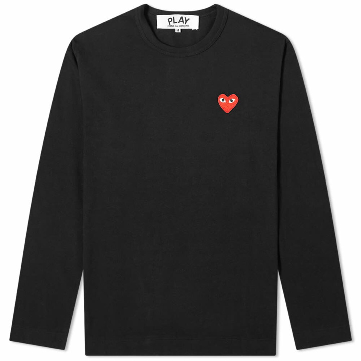 Photo: Comme des Garçons Play Men's Long Sleeve Basic Logo T-Shirt in Black/Red