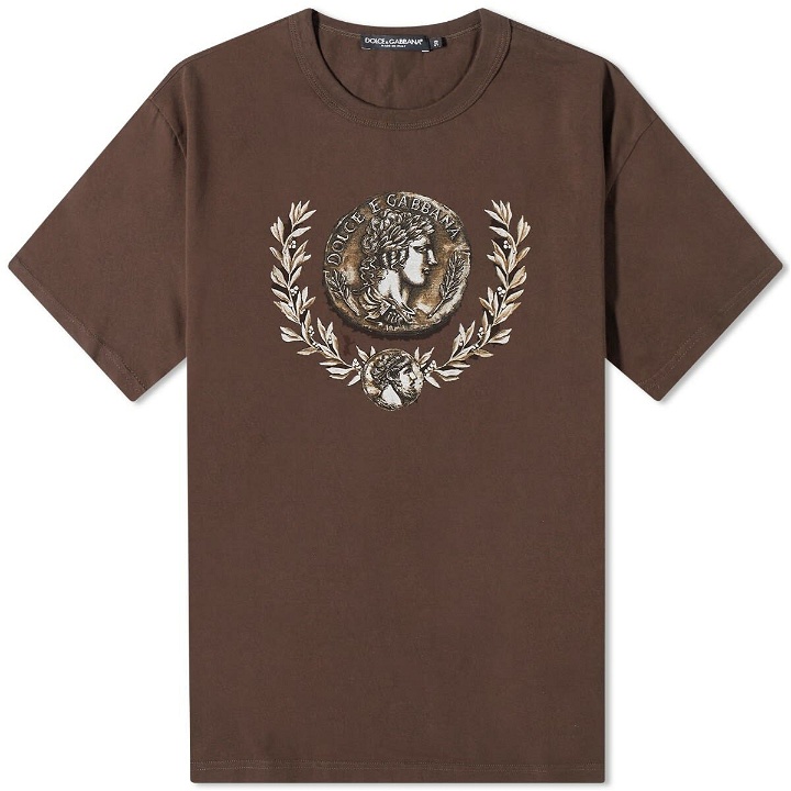 Photo: Dolce & Gabbana Men's Ancient Coin Print T-Shirt in Black