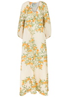 Bernadette Georgio Floral-print Linen Gown Cream