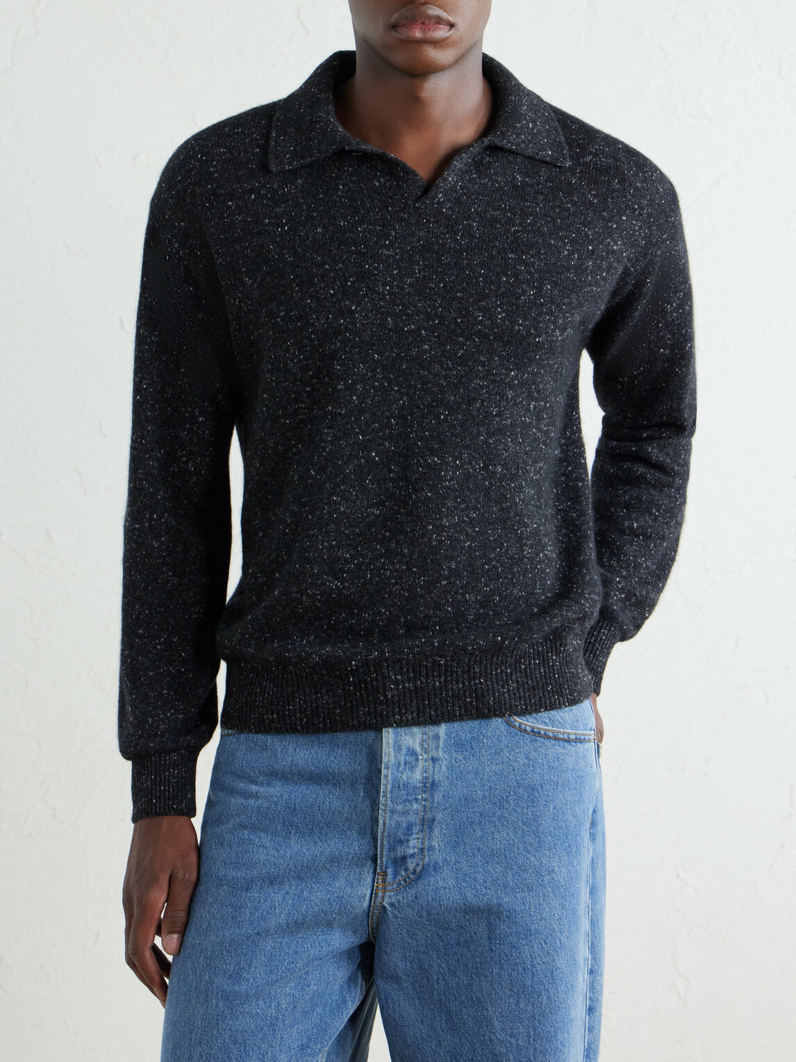 Auralee - Cashmere Polo Sweater - Black