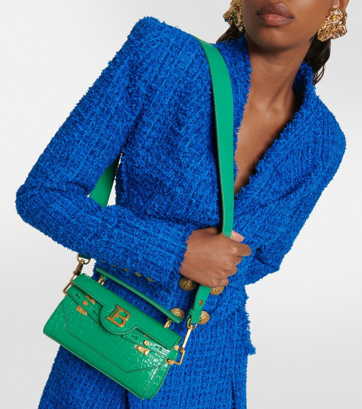 Balmain B-Buzz Mini croc-effect crossbody bag
