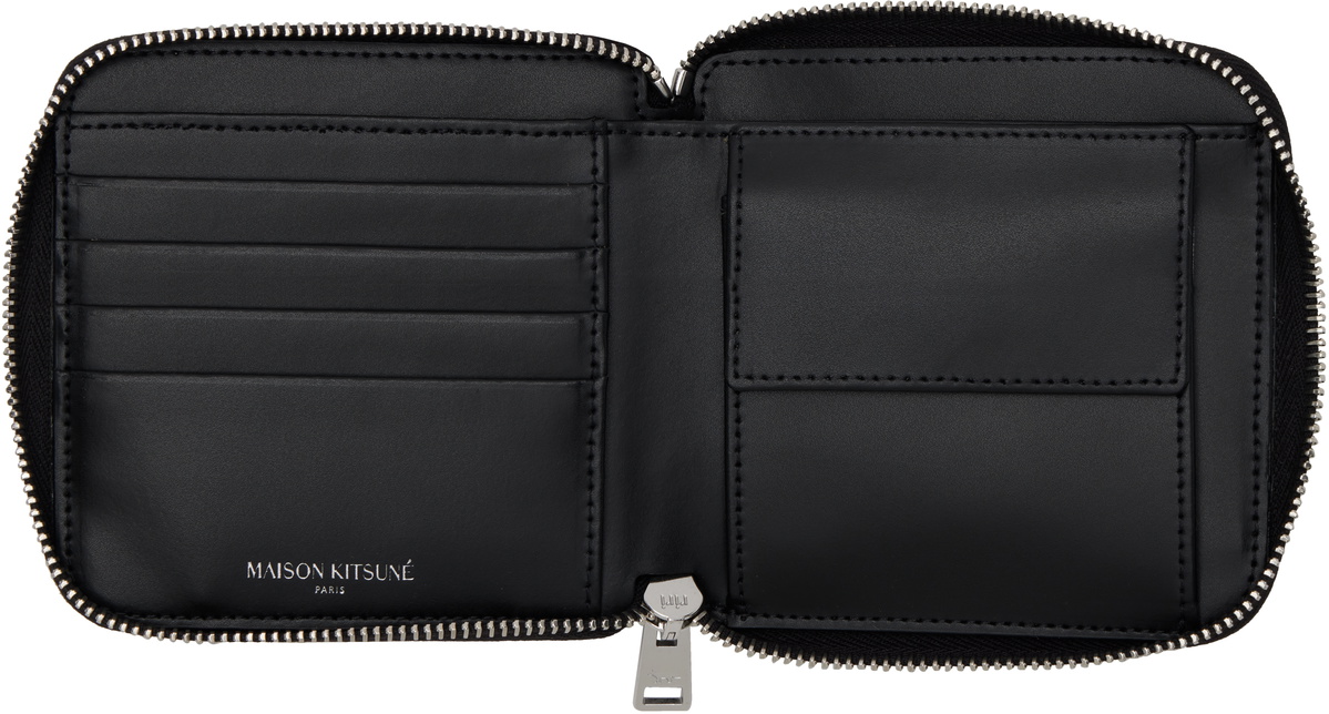 Maison Kitsuné Black Fox Head Square Zipped Wallet