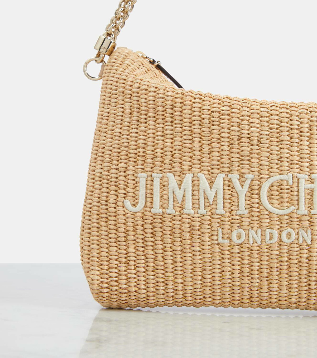 Jimmy Choo Callie logo raffia shoulder bag Jimmy Choo