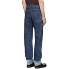 Helmut Lang Blue Cuffed Masc Hi Straight Jeans
