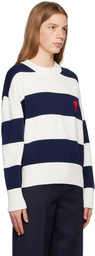 AMI Alexandre Mattiussi Navy & White Ami de Cœur Sweater