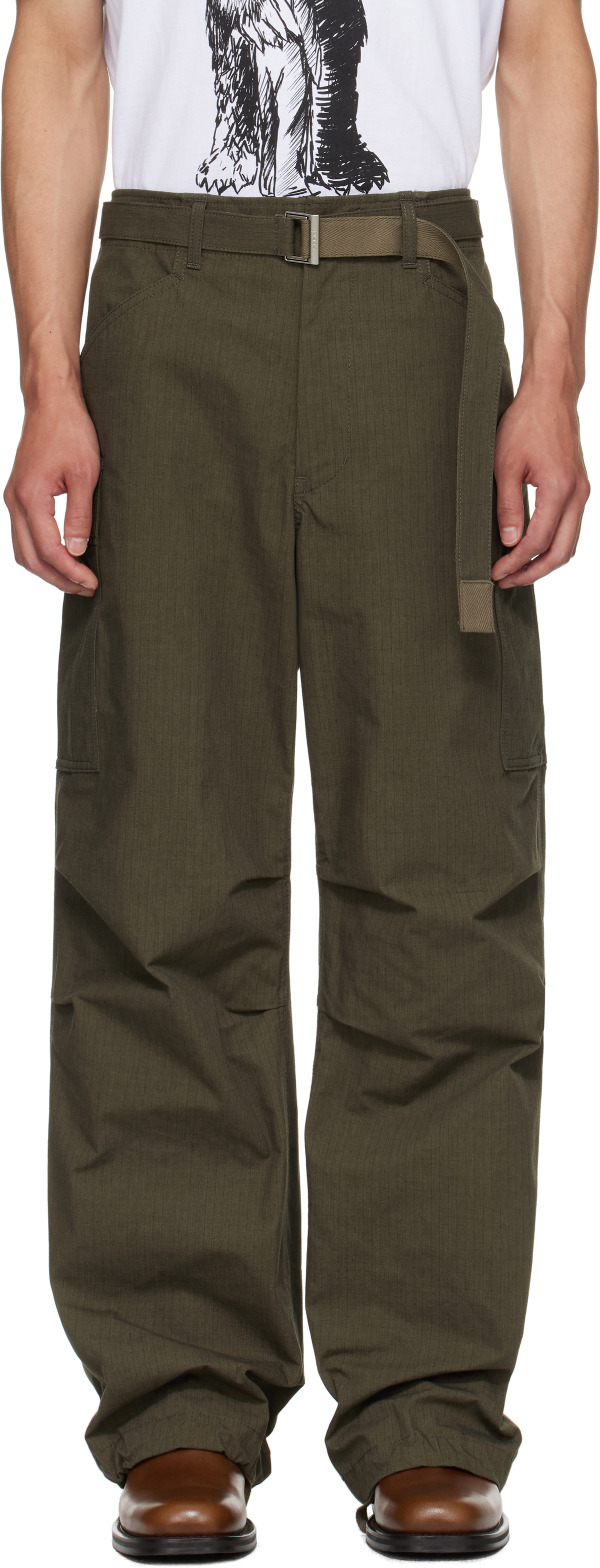 sacai 25aw rip stop pants カーキ 1 新品　サカイ modescape_rc-it5djgdfm51w-9lld