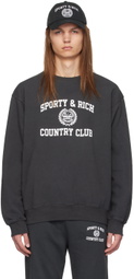 Sporty & Rich Black Varsity Crest Sweatshirt