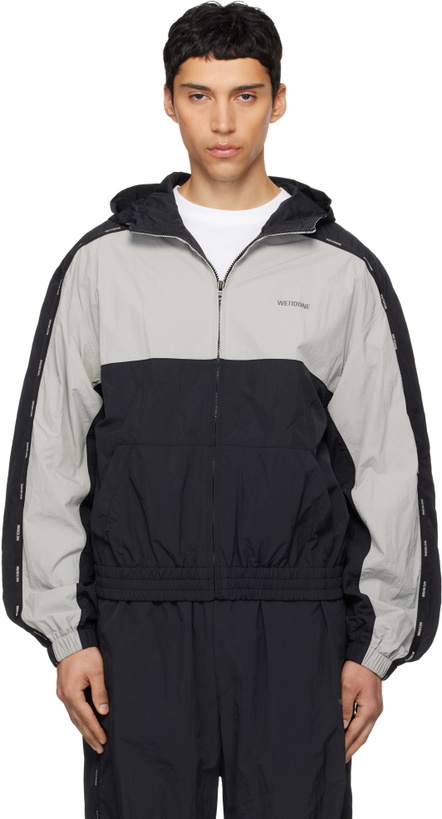 Photo: We11done Black & Gray Logo Tape Track Jacket
