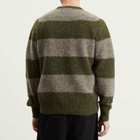 YMC Men's Suedehead Stripe Jumper in Green/Brown