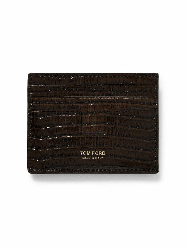 Photo: TOM FORD - Lizard-Effect Glossed-Leather Cardholder